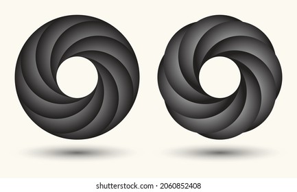 Abstract background with rotating elements. Rotating circle as dynamic icon or logo or badge.