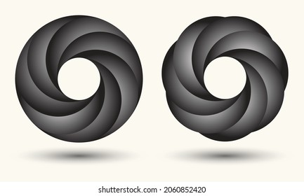 Abstract background with rotating elements. Rotating circle as dynamic icon or logo or badge.