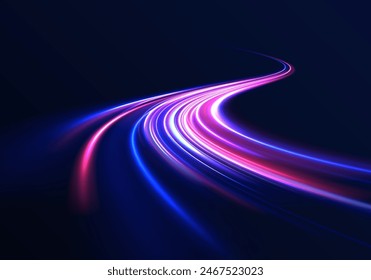 Abstract background rotational border lines. Futuristic dynamic motion technology. High-speed light trails effect.	