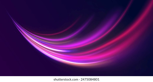 Líneas de borde de rotación de fondo Abstractas. Tecnología de movimiento dinámico futurista. Efecto de rastros de luz de alta velocidad.	