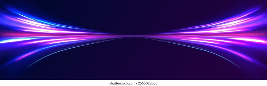 Abstract background rotational border lines, png, effect, wave,neon,line. Neon stripes in the form of drill, turns and swirl. Speed of light concept background. 