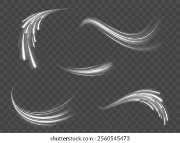 Abstract background rotational border lines, png, effect, wave,neon,line. Neon stripes in the form of drill, turns and swirl. Speed of light concept background. 