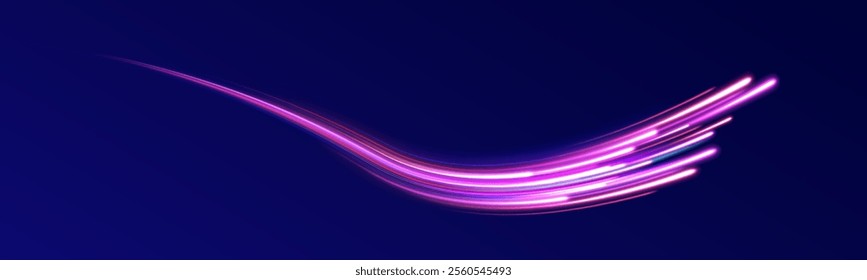 Abstract background rotational border lines, png, effect, wave,neon,line. Neon stripes in the form of drill, turns and swirl. Speed of light concept background. 
