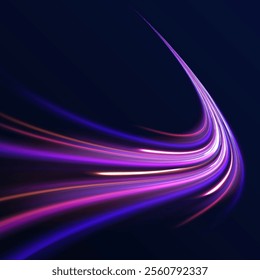 Abstract background rotational border lines, png, effect, wave,neon,line. Neon stripes in the form of drill, turns and swirl. Speed of light concept background. 