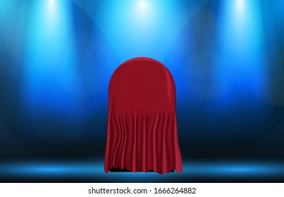 abstract background of round box with red cloth fabric, surprise master piece concept