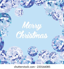 Abstract background with round crystals. Winter holidays theme, seamless