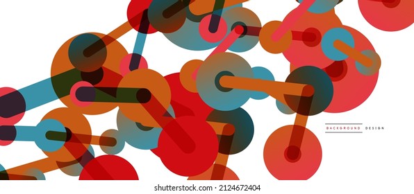 Abstract background. Round dots connected by lines. Trendy techno business template for wallpaper, banner, background or landing