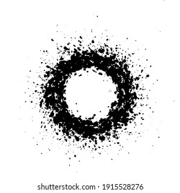 Abstract background round frame of splashes of ink on white background