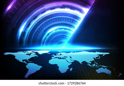 fondo abstracto de la tecnología futurista redonda de color de pantalla de interfaz de usuario