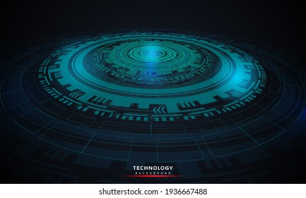 abstract background of round futuristic technology with HUD elements circle digital futuristic blue color gradient innovation of technology concepts.