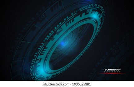 fondo abstracto de la tecnología futurista redonda con elementos HUD círculo digital futurista color azul gradiente innovación de conceptos tecnológicos.