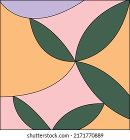 Fondo abstracto con formas geométricas redondeadas estilo plano, ilustración vectorial. Diseño minimalista para impresiones o tarjetas, elementos decorativos, colores pastel