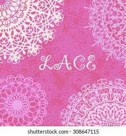 Abstract background with round lacy decorative elements and place for text.