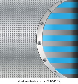 Abstract background with round metal plate and screws