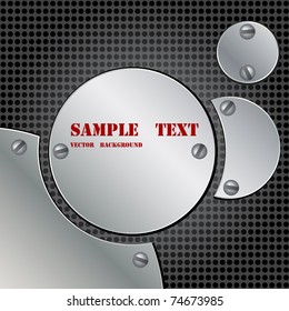 Abstract background with round metal plates and screws