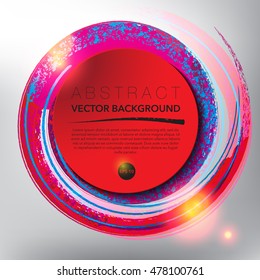 Abstract background. Round paper note on the hand-drawn, watercolor design with realistic light and shadow on the white background. Can be used for advertisement material. Vector illustration. Eps10.