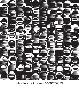 Abstract background with round shapes of different shades of gray, black and white. Vector graphics
