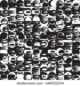 Abstract background with round shapes of different shades of gray, black and white. Vector graphics
