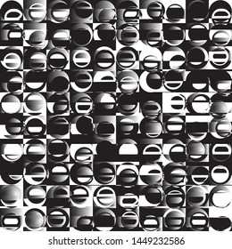 Abstract background with round shapes of different shades of gray, black and white. Vector graphics
