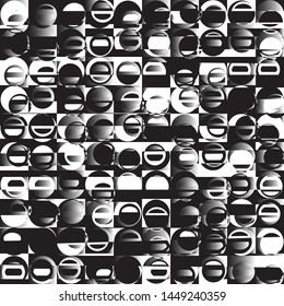 Abstract background with round shapes of different shades of gray, black and white. Vector graphics
