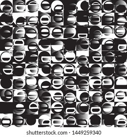 Abstract background with round shapes of different shades of gray, black and white. Vector graphics
