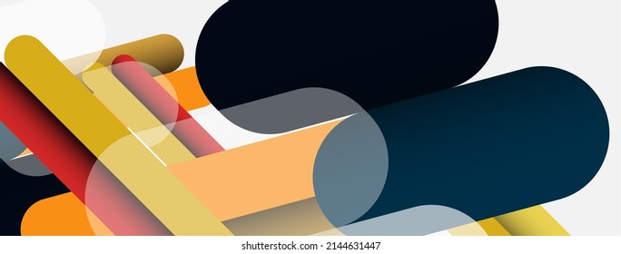 Abstract background. Round shapes, lines compositions on grey backdrop. Vector illustration for wallpaper banner background or landing page