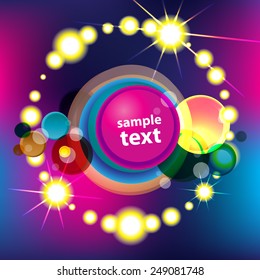 Abstract background with round shapes and place for text on a background of glowing lights
