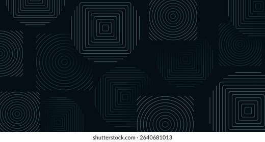 Abstract background with round and square shapes made of soft smooth lines. Vector illustration.