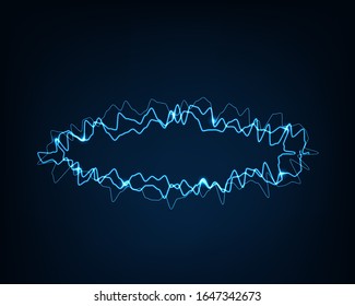 Abstract background round vector electric light. Spark flash effect. Bright curved line. Neon glowing curves.