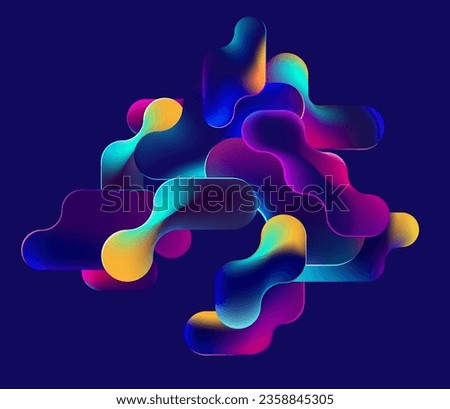 Abstract background of round and wavy shapes. Geometric iridescent design.
