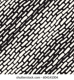 Abstract Background With Rounded brush strokes. Monochrome Hand Drawn Texture With Wavy Lines. Doodle Vector Seamless Pattern.
