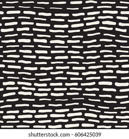 Abstract Background With Rounded brush strokes. Monochrome Hand Drawn Texture With Wavy Lines. Doodle Vector Seamless Pattern.