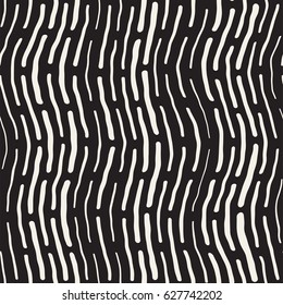 Abstract Background With Rounded brush strokes. Monochrome Hand Drawn Texture With Wavy Lines. Doodle Vector Seamless Pattern.