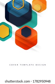 Abstract background of rounded colored hexagons. Business presentation template. Modern geometric design. Vector illustration.