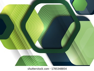 Abstract background of rounded colored hexagons. Business presentation template. Modern geometric design. Vector illustration.