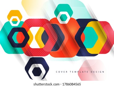 Abstract background of rounded colored hexagons. Business presentation template. Modern geometric design. Vector illustration.