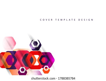 Abstract background of rounded colored hexagons. Business presentation template. Modern geometric design. Vector illustration.