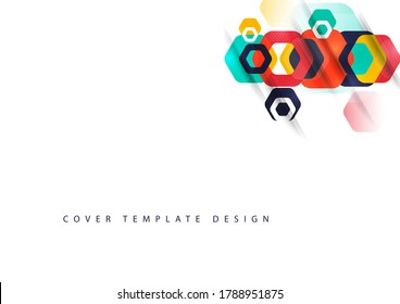 Abstract background of rounded colored hexagons. Business presentation template. Modern geometric design. Vector illustration.