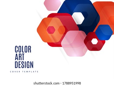 Abstract background of rounded colored hexagons. Business presentation template. Modern geometric design. Vector illustration.