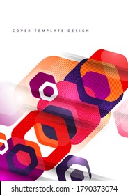 Abstract background of rounded colored hexagons. Business presentation template. Modern geometric design. Vector illustration.