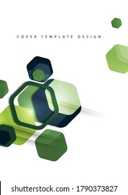 Abstract background of rounded colored hexagons. Business presentation template. Modern geometric design. Vector illustration.