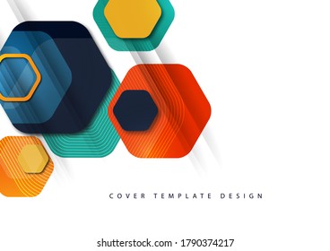 Abstract background of rounded colored hexagons. Business presentation template. Modern geometric design. Vector illustration.