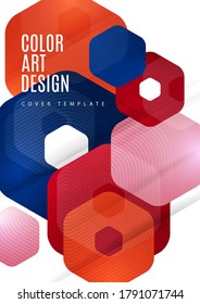 Abstract background of rounded colored hexagons. Business presentation template. Modern geometric design. Vector illustration.