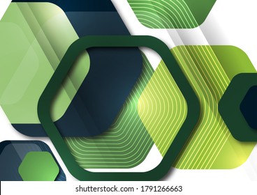 Fondo abstracto de hexágonos de color redondeado. Plantilla de presentación comercial. Diseño geométrico moderno. Ilustración vectorial.