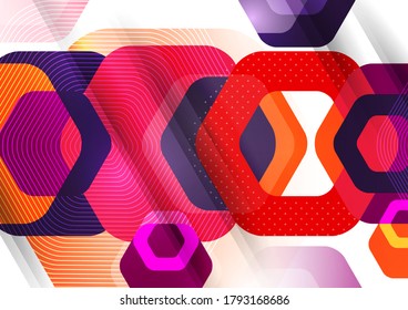 Abstract background of rounded colored hexagons. Business presentation template. Modern geometric design. Vector illustration.