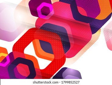 Abstract background of rounded colored hexagons. Business presentation template. Modern geometric design. Vector illustration.
