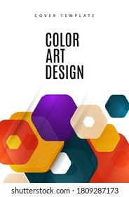Abstract background of rounded colored hexagons. Business presentation template. Modern geometric design. Vector illustration.