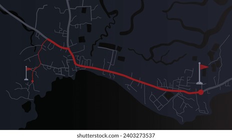 abstract background of route navigation location map with address red flag