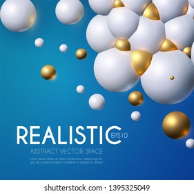 Abstract Background with Rtalistic 3D Structure. Flying Spheres.