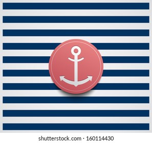 Abstract background sailor theme with anchor button, retro vintage style for websites or business design